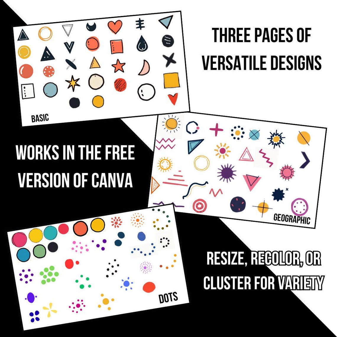 Banner Space Filler Clipart | Dots & Shapes for Canva Banners | Quick ...