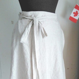 Linen Wrap Skirt. Knee length Summer skirt. A line wrap skirt. Organic skirt. Adjustable Waist.  JTrove.