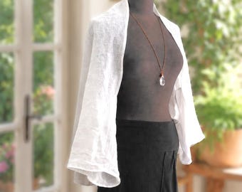 Linen Shrug.  Wedding Wrap.  Artsy Linen Top. Summer shrug. Bridesmaid wrap. Linen Clothing.  Free shipping. Made to Order.  Jtrove.