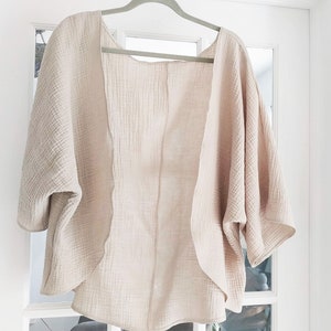 Lightweight summer jacket. Double gauze kimono. Organic Cover up. made to order  S/M/L/XL/XXL