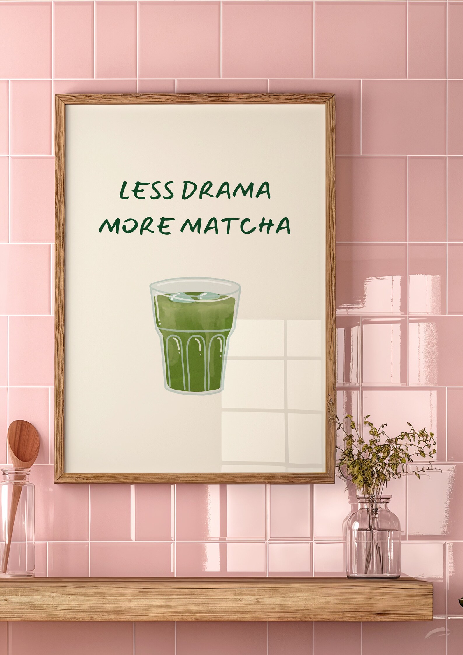 less-drama-more-matcha-tea-art-kitchen-art-minimalist-aesthetic