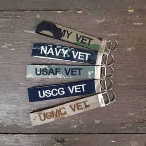 Military Veteran Keychain, Navy Vet keychain, USAF Vet Keychain, Army Vet Keychain, USCG Vet Keychain, USMC Vet Keychain