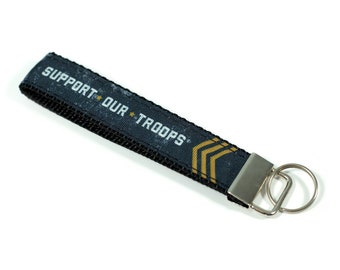 Support our troops keychain, Support our troops key fob, Support our troops wristlet