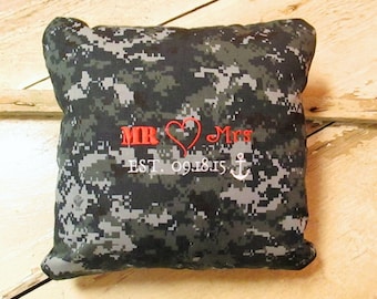 Army, Navy, Air Force, Marines Military "Mr & Mrs" pillow, Camo pillow cover, Military gifts, Military Pride gifts