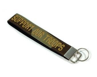 Support our troops keychain, Support our troops key fob, Support our troops wristlet