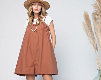 Poppy Love Wide Leg Romper in Coffee