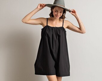 Poppy Love Wide Leg Romper in Black
