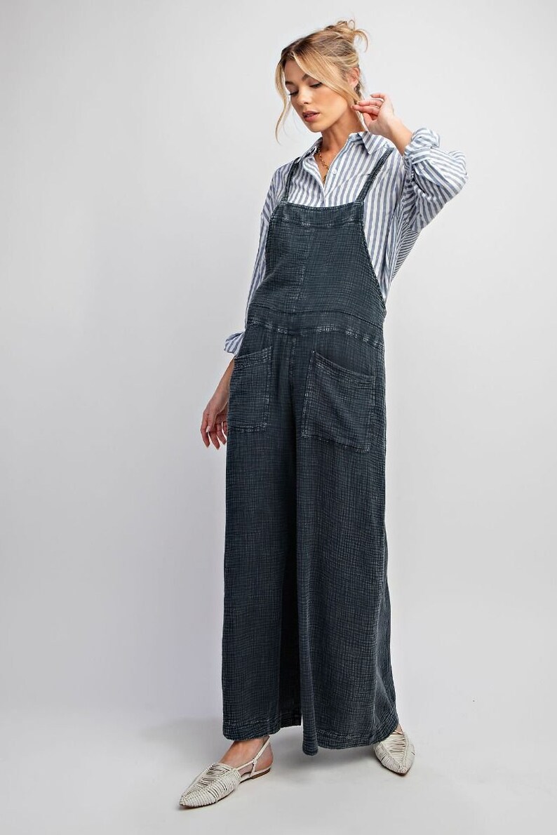 HYFVE Relaxed Fit Mineral Washed Overalls with Pockets