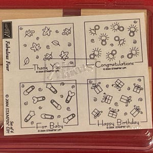 Rubber stamp Stampin up Stampin’ up rubber stamp set fabulous four 2004 vintage retired ink rubber stamp rubber stamping. New with box