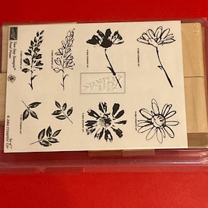 Vintage Stampin&#39; Up Petal Prints Rubber Stamp Set - 2004 Retired Floral Stamps