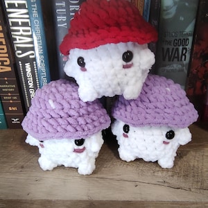 Handmade Mushroom Plush – Cute Red and Purple Mushroom Decor - Cottagecore Gift & Cozy Fungi Plushie