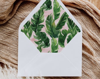 Digital "Instant Download" Tropical Floral Watercolor A7 & A2 Euro Flap Envelope Liners 4D - 'TROPICAL LUSH"