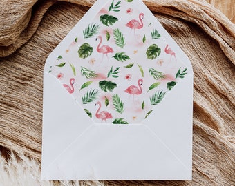 Digital "Instant Download" Tropical Floral Watercolor A7 & A2 Euro Flap Envelope Liners 7 - 'TROPICAL LUSH"
