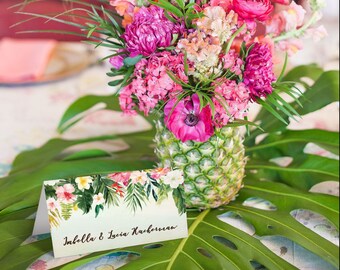 Digital Tropical Floral Watercolor Beach Destination Wedding Place cards - 'TROPICAL LUSH"