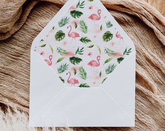 Digital "Instant Download" Tropical Floral Watercolor A7 & A2 Euro Flap Envelope Liners 2D - 'TROPICAL LUSH"