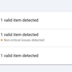 May include: Screenshot of a website displaying a list of website enhancements and their status. The list includes Breadcrumbs, Job Postings, and Sitelinks searchbox. Each item has a green tick indicating that it is valid and a number indicating the number of valid items detected. The Job Postings item also has a yellow warning icon indicating that there are non-critical issues detected.