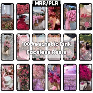 100+ Pink Aesthetic Videos for Instagram Reels, Minimalist Faceless Digital Marketing Videos With Master Resell Rights, MRR/PLR, Canva