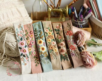 Hand Embroidered Linen Headband: Floral Hair Accessory