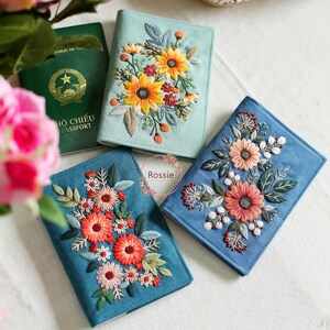 Teal floral passport cover main image 1