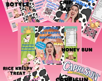 DIY Ms Rachel had a farm digital printable party favor package chip bag, rice krispy treats, water bottle, honey bun, caprisun