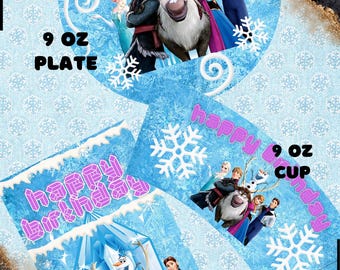 DIY FROZEN Digital download printable party package for birthday 9oz plate, gift bag, 9oz cup