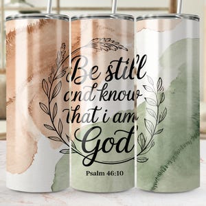 Psalm 46:10 Tumbler Wrap, Christian Bible Verse PNG (Digital Download)