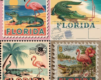 Vintage Florida Stamp PNG Bundle: Sublimation Design (Digital Download Set)