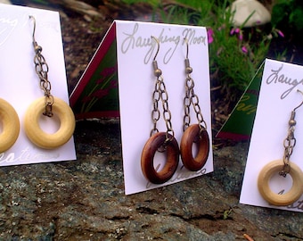 Eclipse Earrings in Wood and brass