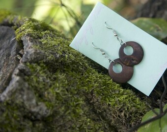 Earring in wood.Custom design you pick colour and size