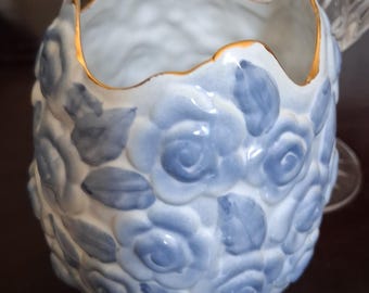 Baum Bros. Rare Vintage Formalities Blue floral egg footed vase