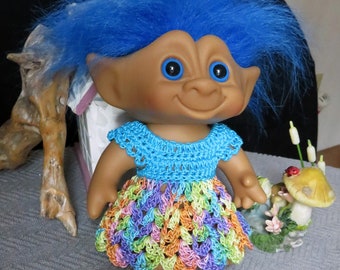 Crochet clothes for Ace 6 5/8 6.625 inch Troll doll Dress Empire Floor Length