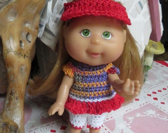 Crochet clothes for 5 inch Lil Sprout CP Cabbage Patch Kids doll capri pants set top shoes visor