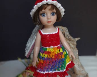 Crochet clothes 10 inch Tonner Ann Estelle Patsy Sophie Doll Sun Dress Hat Red White Yellow Blue Purple Green