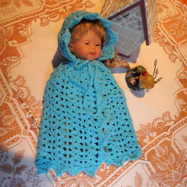 Doll Hooded Cape Blanket Crochet for 10 11 12 inch Baby doll clothes Corolle Baby So New Baby Alive Wets N Wiggles