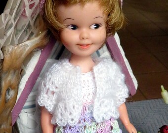 Crochet 1 piece Sweater for 8 inch Penny Brite Betsy McCall slim Doll Short Sleeves