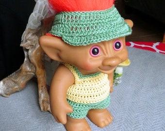 Crochet 3 piece for 7 3/4 8 inch Ace Troll doll Visor Tank Top Shorts