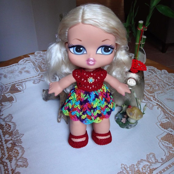 Crochet Outfit for 12 13 Inch Big Bratz Doll 3 Piece Dress Flared