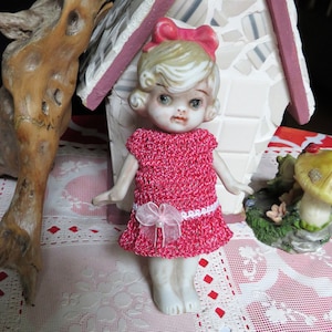 Crochet Dress for 5 1/2 inch BFC Bow Kewpie, Frozen Charlotte Doll