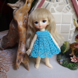 Crochet clothes for 4.7 5 inch BJD Hujoo Doll Dress Empire Bikini Bottoms Blue Turquoise Pink Mint Green Lavender