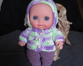 Crochet 4 piece set for 8.5 inch LC Lil Cutesies Doll Hooded Jacket Sweater Pants Shoes