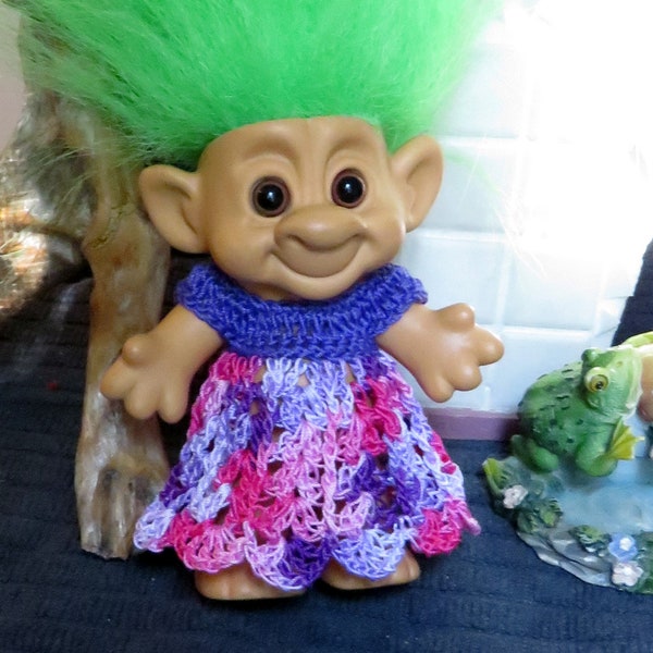 Crochet clothes for 4 inch Forest Troll doll Dress Empire