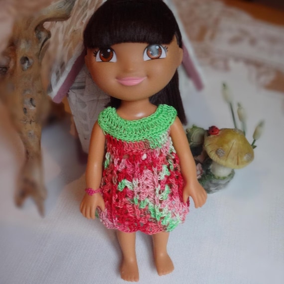 Crochet for 8 or 9 Inch Dora Explorer Dress Baby Doll Pink Red Green - Etsy