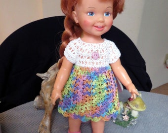 Crochet 4 pcs for Cinnamon 12 inch doll Dress Shell Edging Aline Panty Shoes