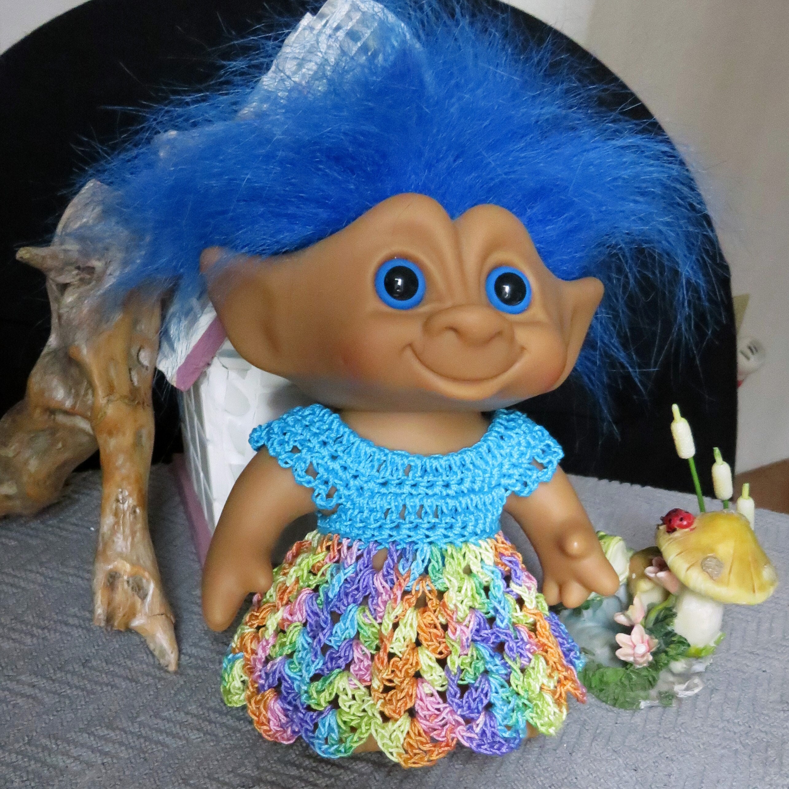 Crochet clothes for Ace 6 5/8 6.625 inch Troll doll Dress Empire Floor Length