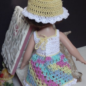 Crochet clothes 10 inch Tonner Ann Estelle Patsy Sophie Doll Sun Dress Hat Red White Yellow Blue Purple Green image 10