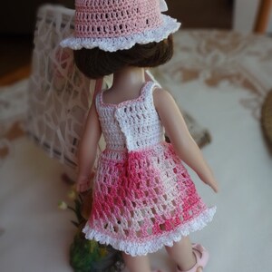 Crochet clothes 10 inch Tonner Ann Estelle Patsy Sophie Doll Sun Dress Hat Red White Yellow Blue Purple Green image 8