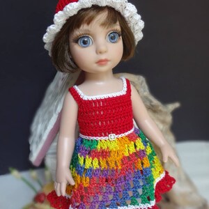 Crochet clothes 10 inch Tonner Ann Estelle Patsy Sophie Doll Sun Dress Hat Red White Yellow Blue Purple Green image 5