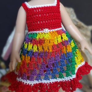 Crochet clothes 10 inch Tonner Ann Estelle Patsy Sophie Doll Sun Dress Hat Red White Yellow Blue Purple Green image 3