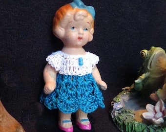 Crochet for 3 inch BFC Bow Frozen Charlotte JAPAN Flapper Bow doll Dress Empire Beads