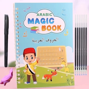 Arabic Notebook Reusable Arabic Book with Pen for Children, Magical Writing Practice